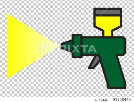 Illustration of an air spray gun that sprays and paints 95308449