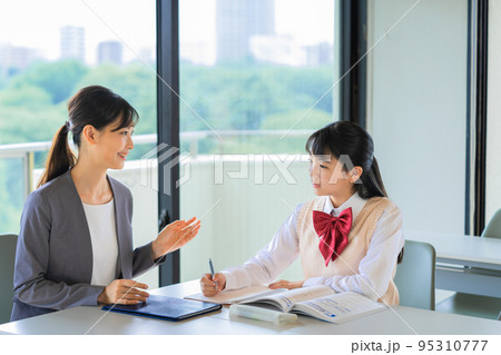 勉強する女子中学生 95310777