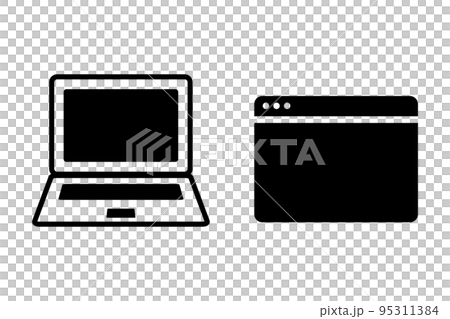 筆記本電腦和瀏覽器窗口剪影圖標集。向量。 筆記本電腦和瀏覽器窗口剪影圖標集。向量。 95311384