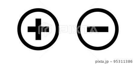丸いプラス記号とマイナス記号のアイコンセット。ベクター。 95311386