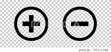 丸いプラス記号とマイナス記号のアイコンセット。ベクター。 95311386