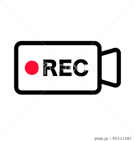録画カメラのアイコン。ビデオレコーディング。REC。ベクター。 録画カメラのアイコン。ビデオレコーディング。REC。ベクター。 95311387