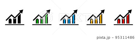 カラフルな棒グラフのアイコンセット。チャートアイコンセット。ベクター。 95311486