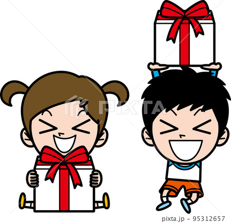 プレゼントを貰って喜ぶ子供たち 95312657