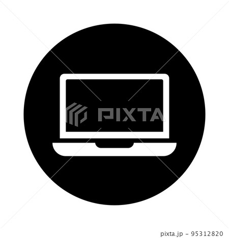 ノートパソコンの丸型アイコン。コンピュータ。ベクター。 95312820