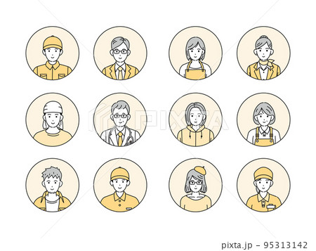 様々な職業で働く人々のアイコンセット 95313142