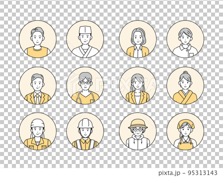 様々な職業で働く人々のアイコンセット 様々な職業で働く人々のアイコンセット 95313143