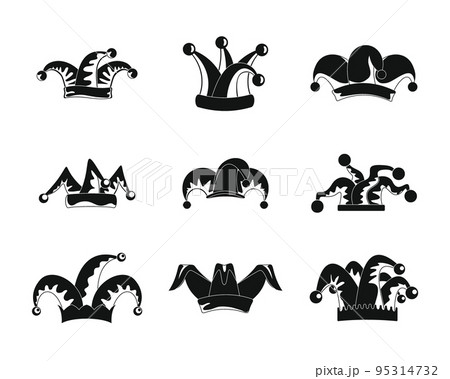 Jester fools hat icons set. Simple illustration of 9 Jester fools hat vector icons for web 95314732