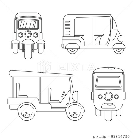 Tuk rickshaw Thailand icons set. Outline illustration of 4 tuk rickshaw Thailand vector icons for web 95314736