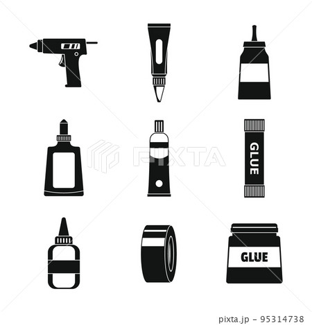 Glue stick adhesive icons set. Simple illustration of 9 glue stick adhesive vector icons for web 95314738