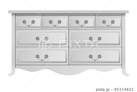 White nightstand mockup. Realistic illustration of white nightstand vector mockup for web design isolated on white background 95314832