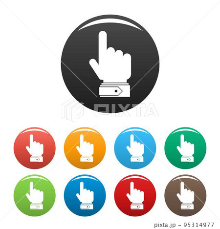 Hand direction icon. Simple illustration of hand direction vector icons set color isolated on white 95314977