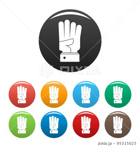 Hand four icon. Simple illustration of hand four vector icons set color isolated on white 95315025