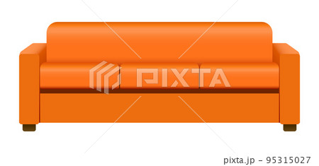 Orange soft sofa mockup. Realistic illustration of orange soft sofa vector mockup for web design isolated on white background Orange soft sofa mockup. Realistic illustration of orange soft sofa vector mockup for web design isolated on white background 95315027