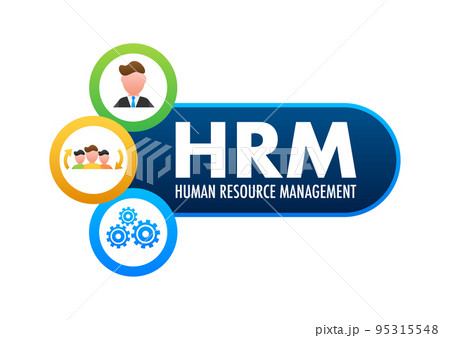 HRM Human Resource Management icon, label badge. Vector stock illustration. 95315548