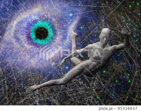 Man flying in deep space 95316637