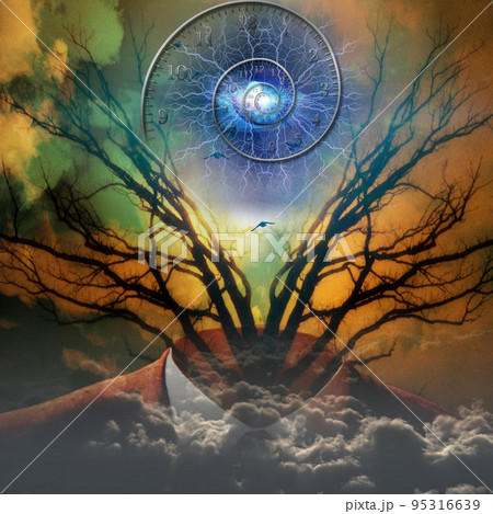 Surreal artisitc image with time spiral 95316639