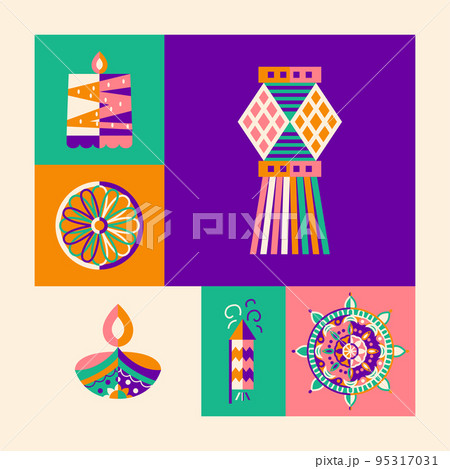Diwali Flat Color Symbols Diwali Flat Color Symbols 95317031
