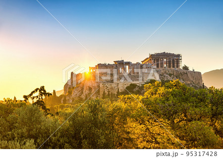 Sunrise over Parthenon, Acropolis of Athens, Greece Sunrise over Parthenon, Acropolis of Athens, Greece 95317428