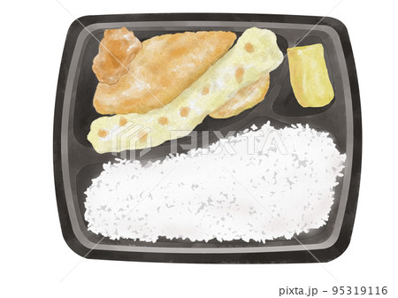 テイクアウトのフライ弁当（手描き） 95319116