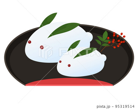 お盆にのせた雪うさぎ 95319514