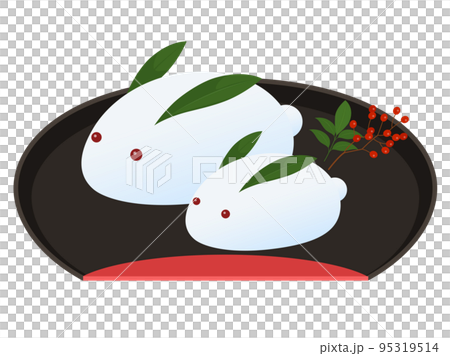 お盆にのせた雪うさぎ 95319514