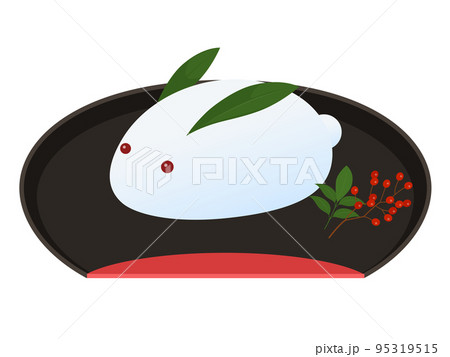 お盆にのせた雪うさぎ 95319515