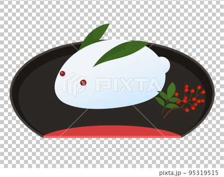 お盆にのせた雪うさぎ 95319515