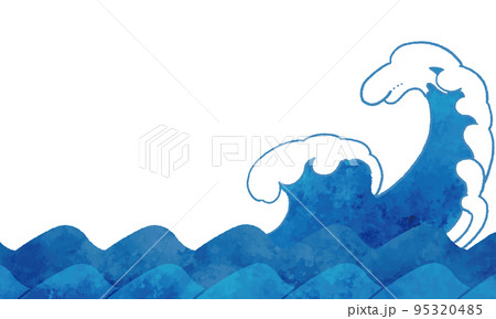 水彩風の大波のフレーム背景素材 95320485