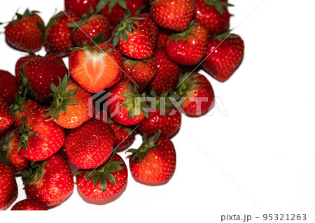 Fresh red beautiful strawberries on white background Fresh red beautiful strawberries on white background 95321263