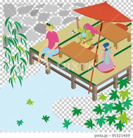 在京都享受河戶湖的外國遊客 在京都享受河戶湖的外國遊客 95321489