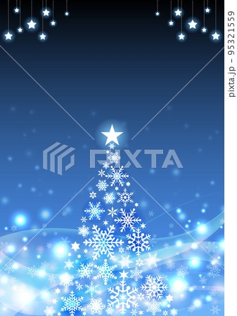 クリスマスツリー イルミネーションの背景　フレーム　青 95321559