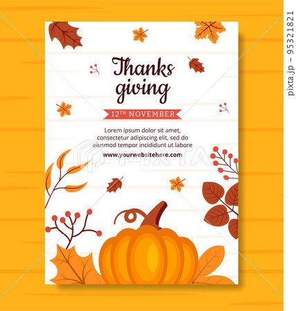 Happy Thanksgiving Celebration Poster Flat Cartoon Hand Drawn Templates Illustration 95321821