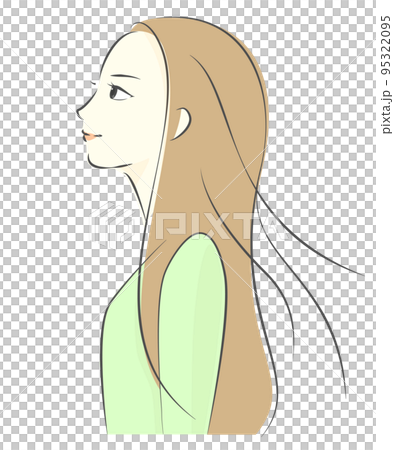 空を見上げる横顔の女性イラスト  長袖 95322095