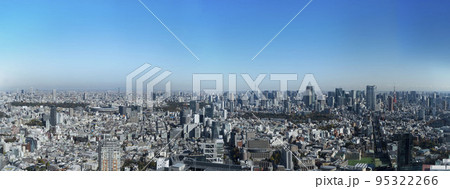 東京のパノラマ風景、東京の展望台からの風景、新宿代々木スカイツリー六本木東京タワーのパノラマ風景 95322266