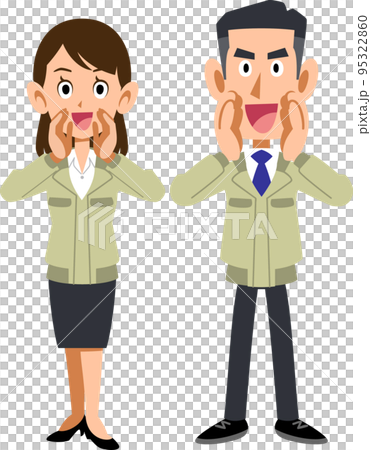 Men and women in construction shops calling out loud 95322860