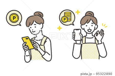 ポイ活でポイントをたくさんゲットする主婦のベクターイラスト素材/ポイ活/嬉しい ポイ活でポイントをたくさんゲットする主婦のベクターイラスト素材/ポイ活/嬉しい 95322890