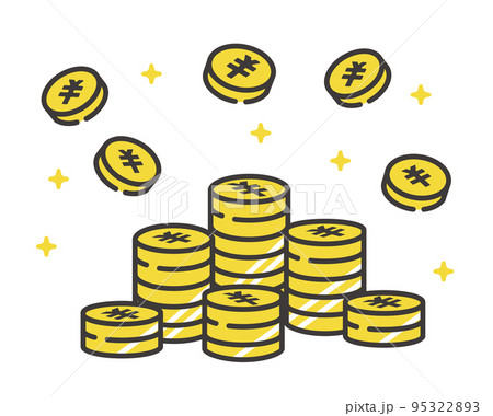 お金がたくさん貯まるイメージのベクターイラスト素材／コイン／お金持ち／お金儲け 95322893