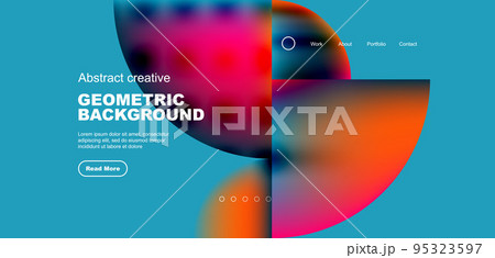 Circles, round shapes and lines with fluid gradients abstract background. Vector illustration for wallpaper, banner, background, leaflet, catalog, cover, flyer 95323597
