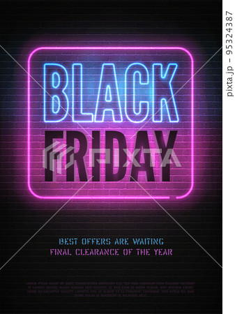 Black Friday discount youth neon vector banner template for luxury store Black Friday discount youth neon vector banner template for luxury store 95324387