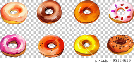 八個甜甜圈的矢量插圖集 95324639