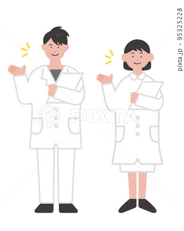 カルテを持って案内をする医療従事者のイラスト 95325228