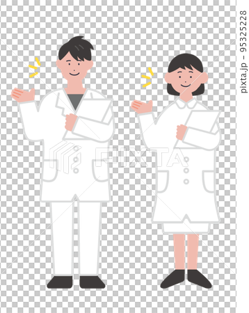 カルテを持って案内をする医療従事者のイラスト 95325228