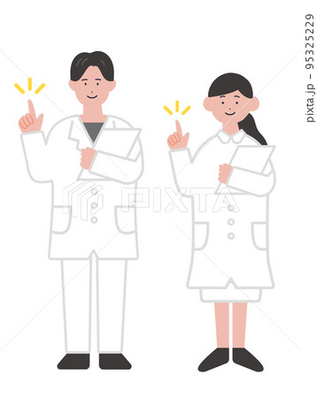 カルテを持って指差しをする医療従事者のイラスト 95325229