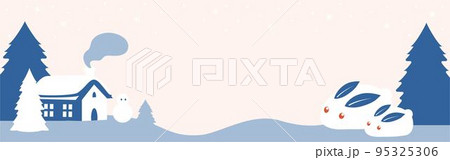 かわいい雪うさぎのバナー 冬 街並み 雪だるま 背景 シンプル イラスト素材 かわいい雪うさぎのバナー 冬 街並み 雪だるま 背景 シンプル イラスト素材 95325306