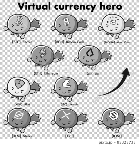 Various types of virtual currency hero character set (black and white) Various types of virtual currency hero character set (black and white) 95325735