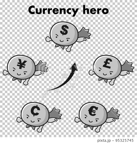 様々な通貨のヒーローキャラクター 95325745