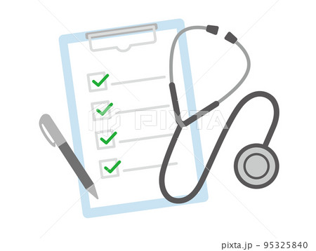 聴診器　チェックリスト　ボールペン　イラスト素材 95325840