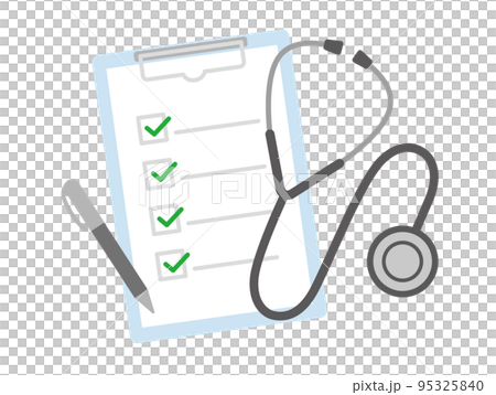 Stethoscope checklist ballpoint pen illustration material Stethoscope checklist ballpoint pen illustration material 95325840