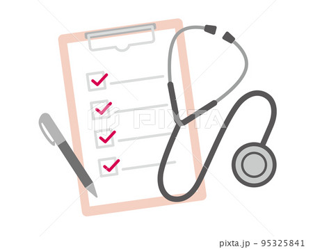 聴診器 チェックリスト ボールペン イラスト素材 聴診器 チェックリスト ボールペン イラスト素材 95325841